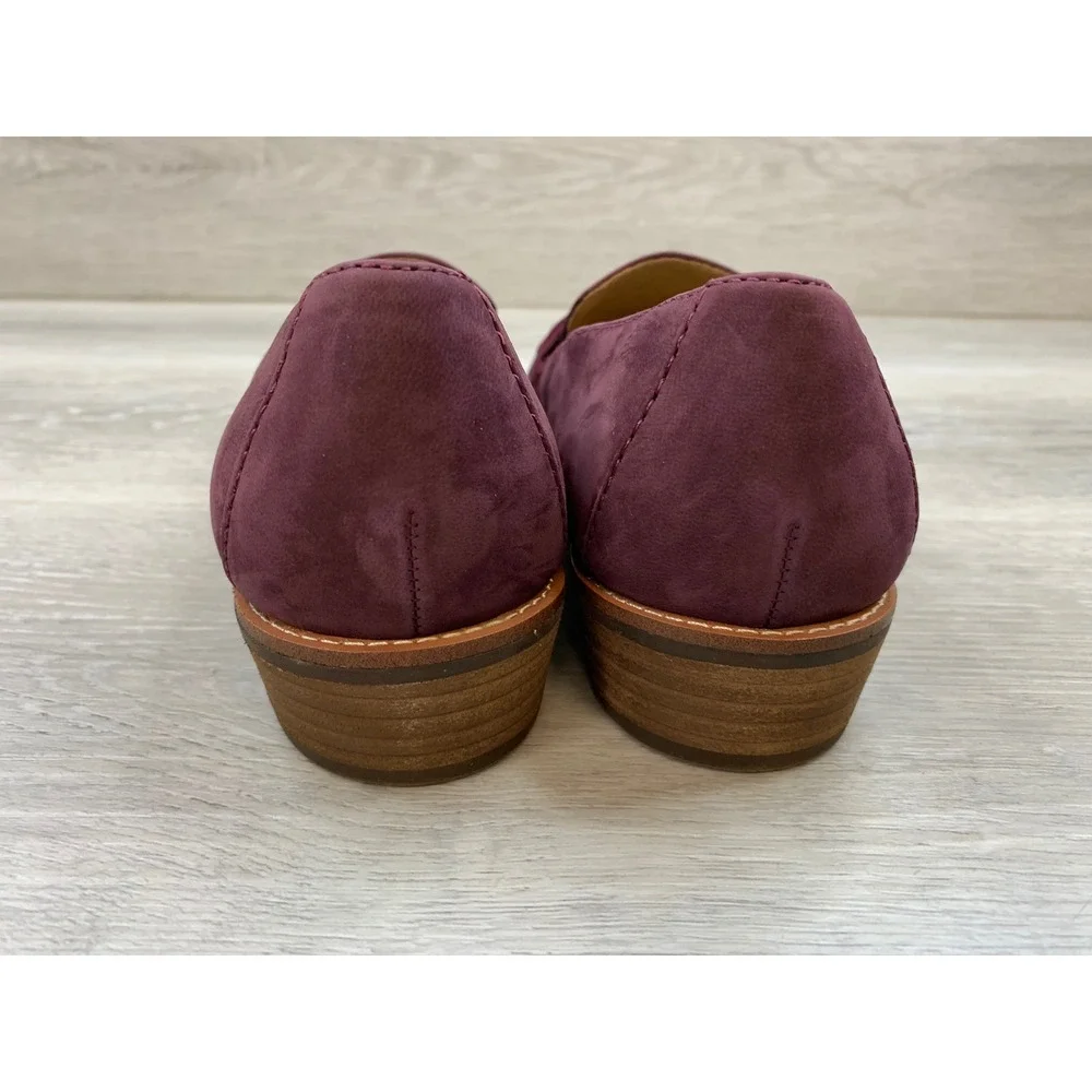 Earth Etedie Burgundy Leather Braided Loafers Women's 7M Purple Slip On Shoes